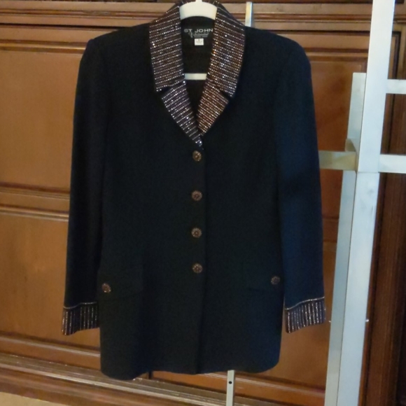 St. John Evenings Jackets & Blazers - St. John Evenings Embellished Black Bling Jacket 4
